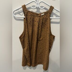 Brown Sleeveless Top with Black Dots